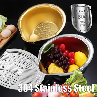 Корзина для слива из нержавеющей стали 304, многофункциональная кухонная решетка для риса, портативный дуршлаг для мытья продуктов, измельчитель овощей, кухонная утварь