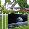 2D Плоская Печать Космическая Настенная Вешалка Восход Земли с Поверхности Луны Звездное Небо Фон