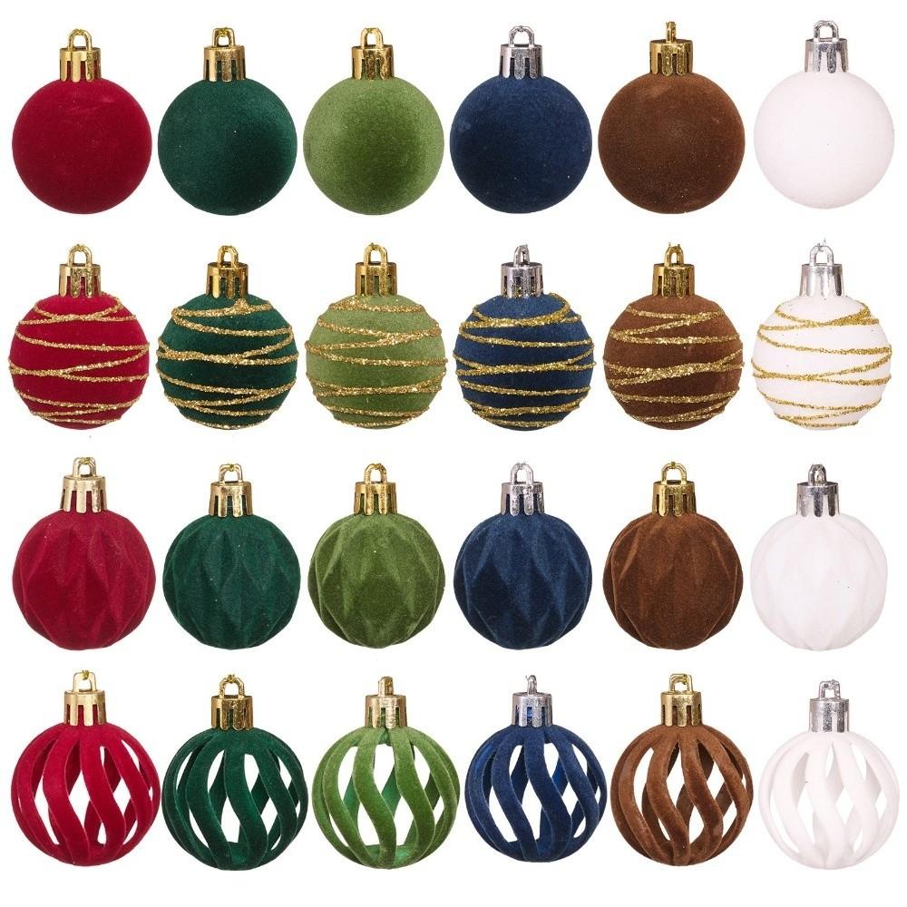 12pcs/Set 4CM Christmas Ball Ornaments Velvet Sparkling Christmas Tree Props Plastic Flocking Xmas Window Decor