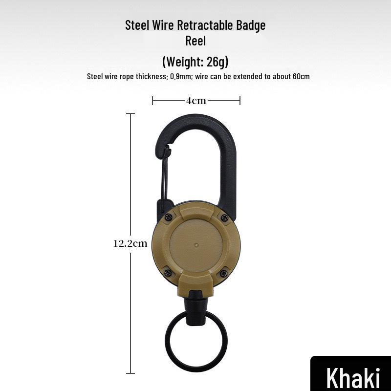 High Rebound Elastic Retractable Keychain with Steel Wire Rope and Anti-Loss Buckle