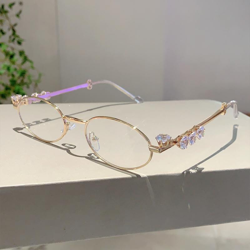 KAMMPT Маленькие Овальные Солнцезащитные Очки Женские Модные Защита UV400 Блестящие Хрустальные Модные Дизайнерские Очки