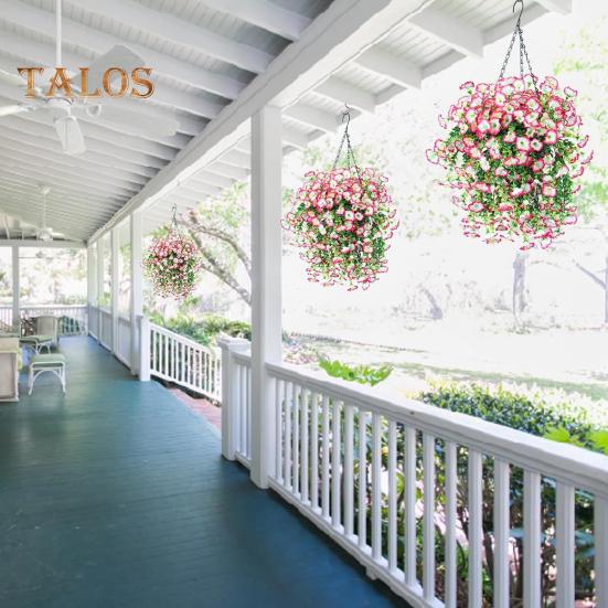 Искусственные подвесные цветы петунии, устойчивые к ультрафиолетовому излучению, искусственные растения для улицы, искусственная полосатая петуния, весенне-летний декор для дома, каминной двери, крыльца, патио