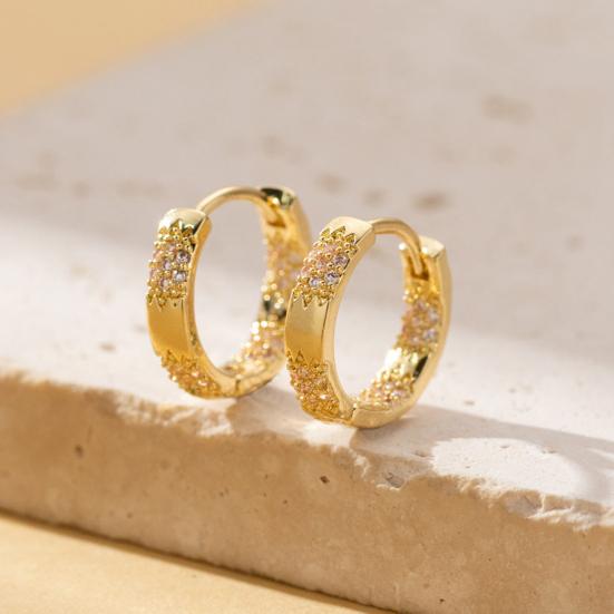 1 Pair Women Huggie Earrings Polished Cubic Zirconia Small Ear Hoop Lightweight Metal Ear Jewelry for Daily Wear Dating Party