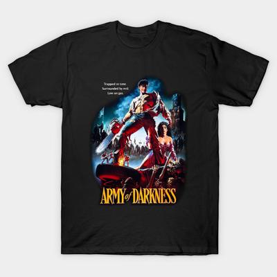 Мужская черная футболка с принтом Army Of Darkness Печать на трансферной бумаге без вырезания Хлопковая футболка - Мужская летняя хлопковая футболка с графическим принтом