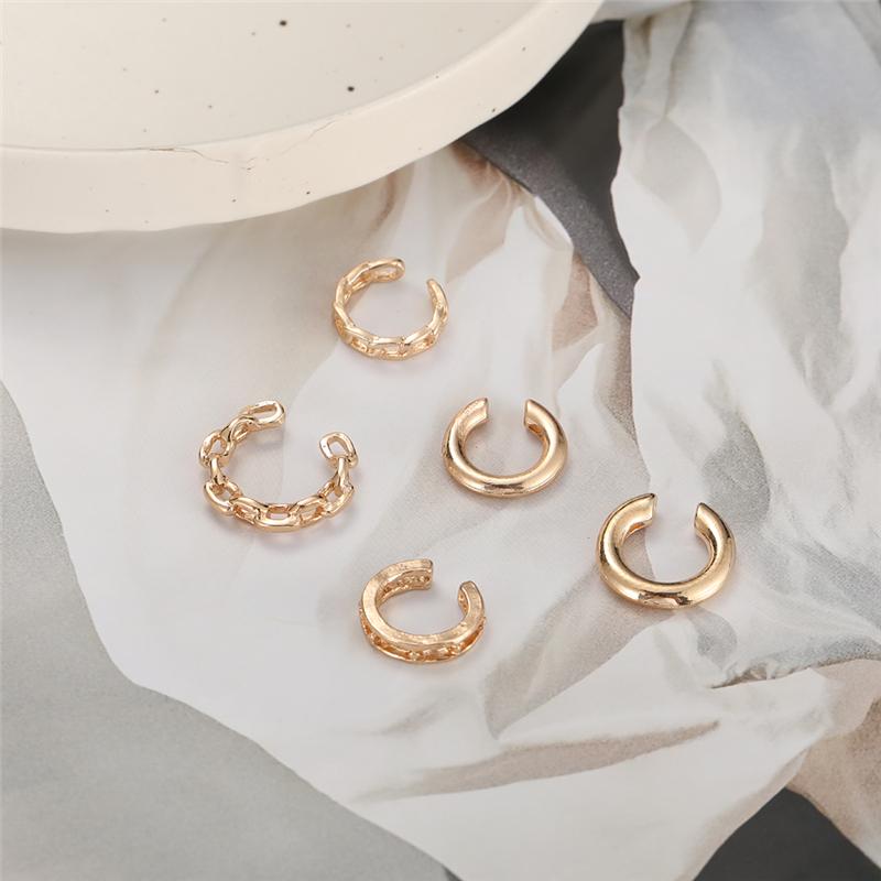 5/7/12PCS Ear Cuff Gold Color Leaves Non-Piercing Ear Clips Fake Cartilage Earrings Clip Earrings For Women Men Wholesale Jewelry