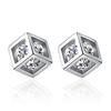 Women's Korean Fashion Zircon Square Geometric Love Rubik's Cube Earrings