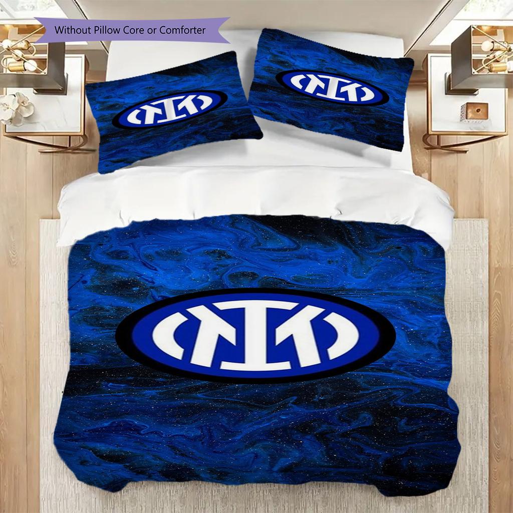 Inter Milan Emblem Bedding (1 * duvet cover + 2 * pillowcase, without core) 2D Flat Bedding set Christmas birthday gift Soft and comfortable