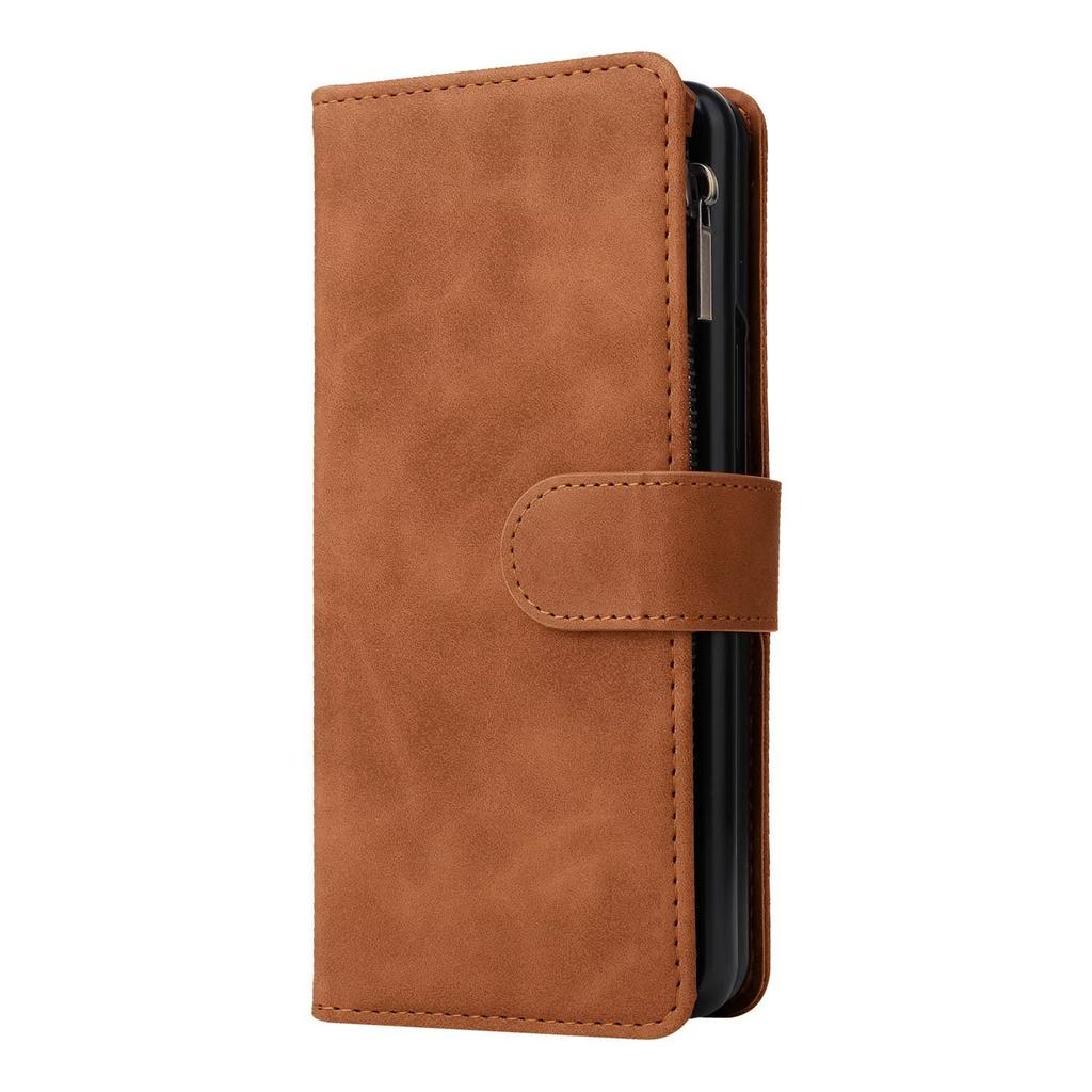 For Samsung Z Fold 4 mobile phone leather case retro matte insert card zipper wallet folding mobile phone case