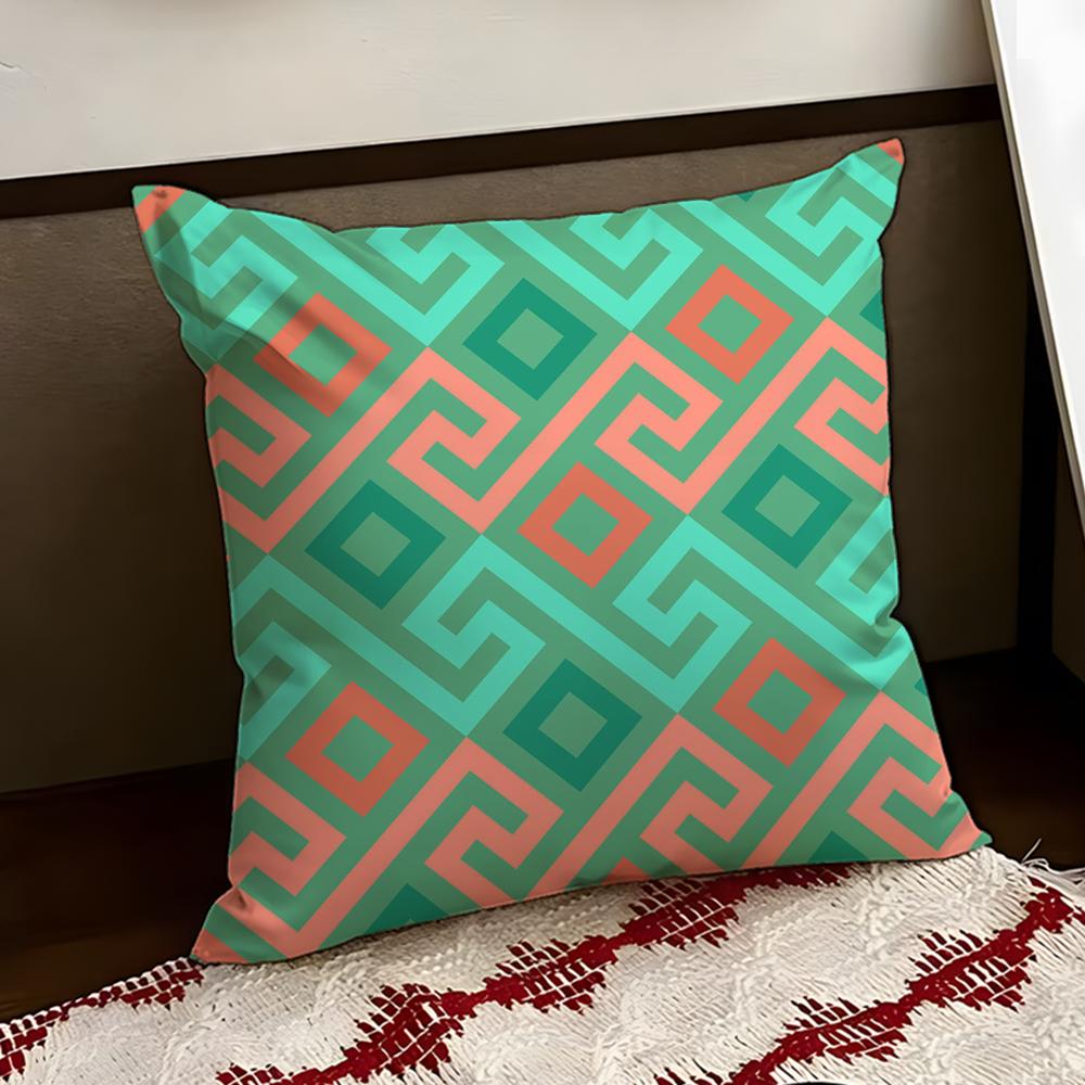 Zigzag Meander Pattern Cushion Cover Reversible Soft Durable Pillow Cover Home Car MultiScene Use for Daily Comfort
