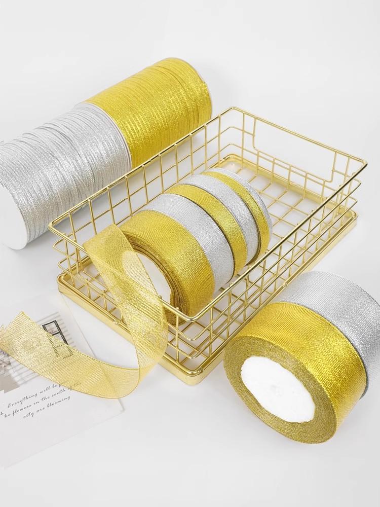 6 мм 10 мм 15 мм 20 мм 25 мм 40 мм 50 мм 25 ярдов Золотые Серебряные Блестящие Ленты Упаковка Свадебных Подарков Рождество Хэллоуин Вечеринка DIY Поделки