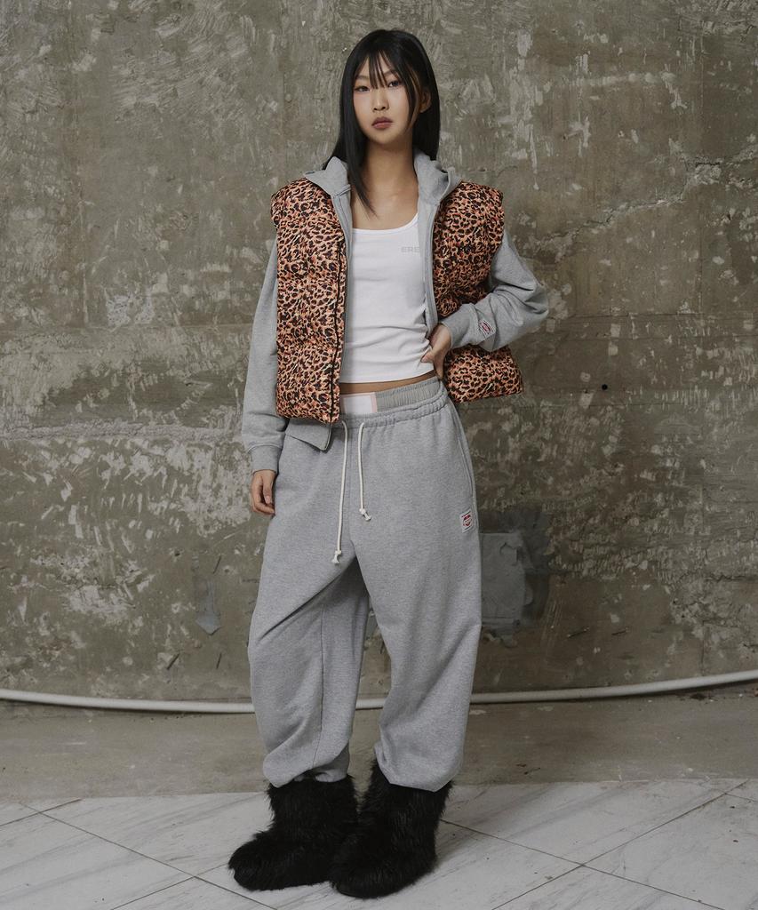 Erer Leopard Print Down Vest Orange