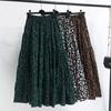 Leopard Print High-waisted Skirt Women's Spring and Summer New Drape A-line Large Skirt Was Thin Stitching Cake Skirt