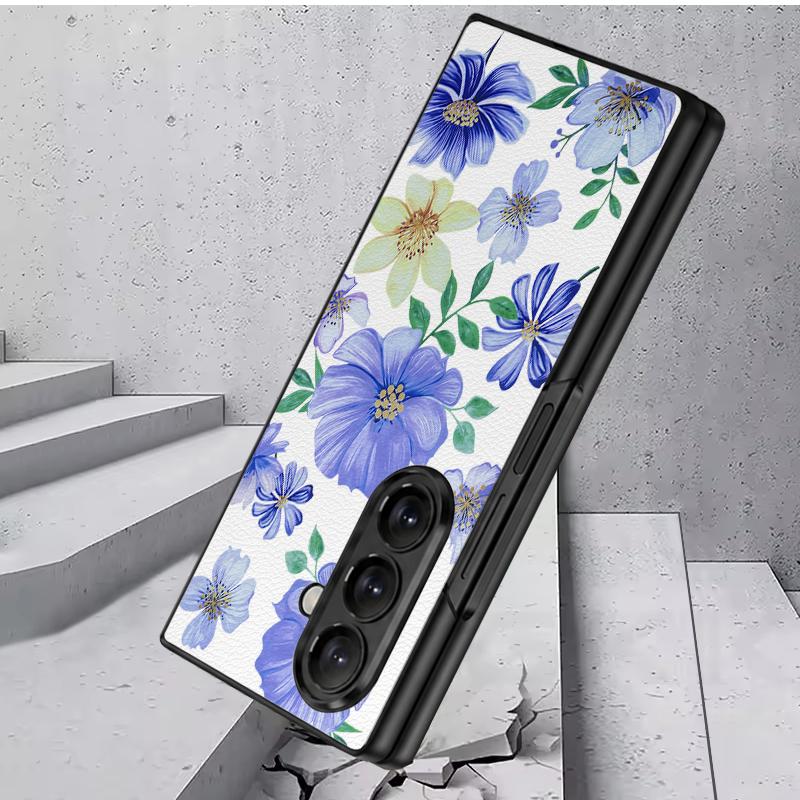 Ретро Листья Цветы Чехол Для Samsung Z Fold 8 Ultra 7 6 5 Роскошная Кожаная Наклейка Жесткий Складной Чехол Для Телефона Для Galaxy Z Fold8 Fold7 Fold6