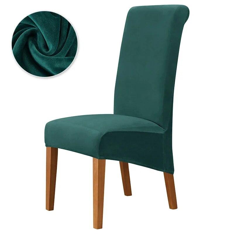 1PC Soft Velvet Chair Cover Solid Color Elastic Dining Chair Covers Winter Warm Seat Slipcovers Home Hotel Wedding Banquet Party