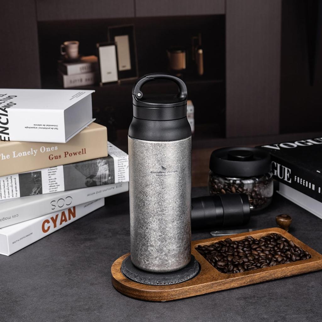 Бутылка для воды Boundless Voyage Titanium Double Vacuum 600 мл с компактной кружкой для ежедневного кемпинга Ti3010D, со стенками, изолированная, с изоляцией от холода и тепла,
