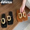 Fashion Ladies Slippers Outside Metal Chain Flats 2024 Women Flip Flops New In Summer Casual Slides Beach Female Shoes For Slippers