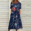 Women's Casual Dresses Printed Dresses Summer Dresses Printed Pleated Round Neck Midi Dresses Basic Classic Outdoor Daily Short Sleeve Loose Dresses