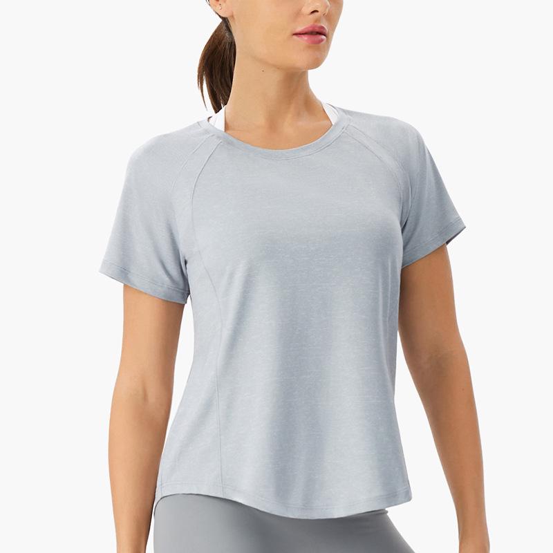 Женский свободный топ для йоги – дышащая сетчатая спинка, быстросохнущая футболка для бега, блузка для фитнеса с коротким рукавом