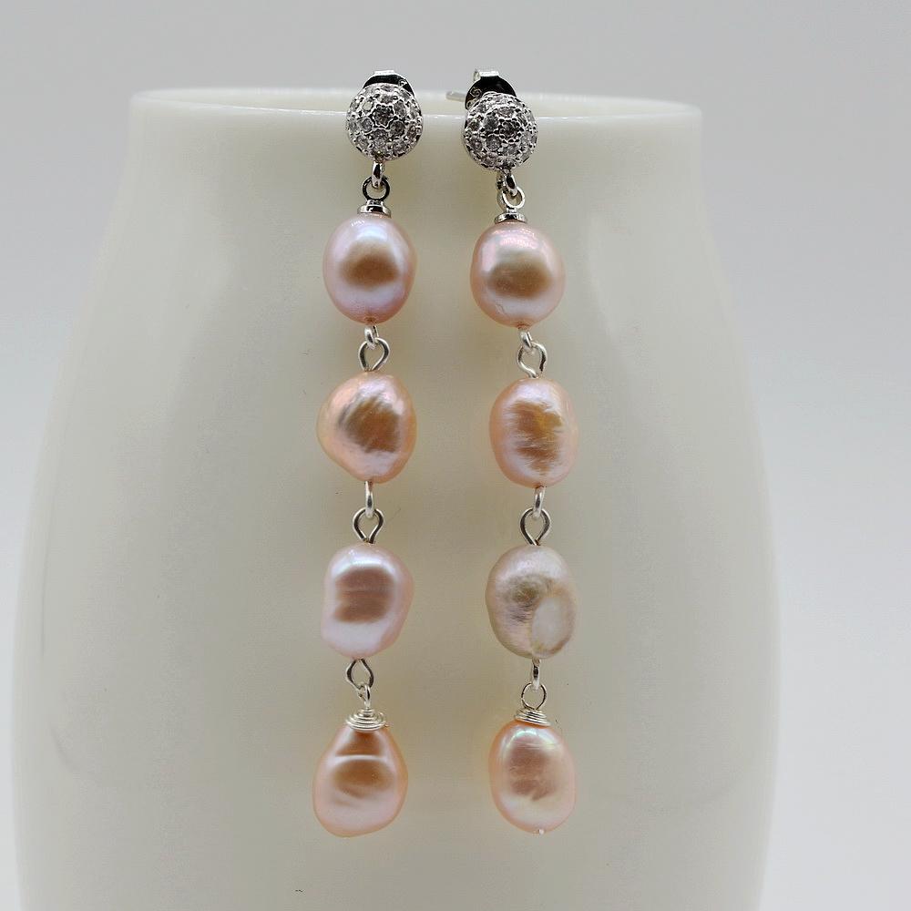 2022 Длинные серьги из натурального пресноводного жемчуга, стерлингового серебра 925 пробы, длинные серьги с цирконием, женские серьги с жемчугом ручной работы