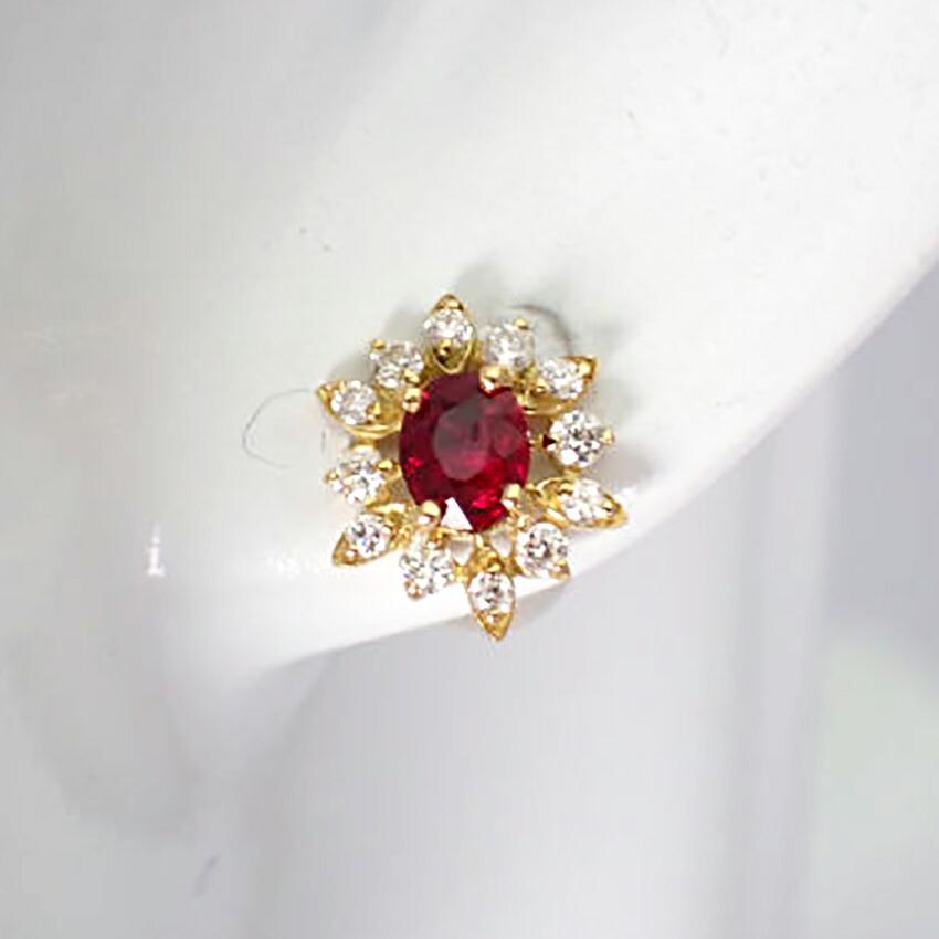 [Новый] Рубин K18??бриллиантовые серьги [i8-1]