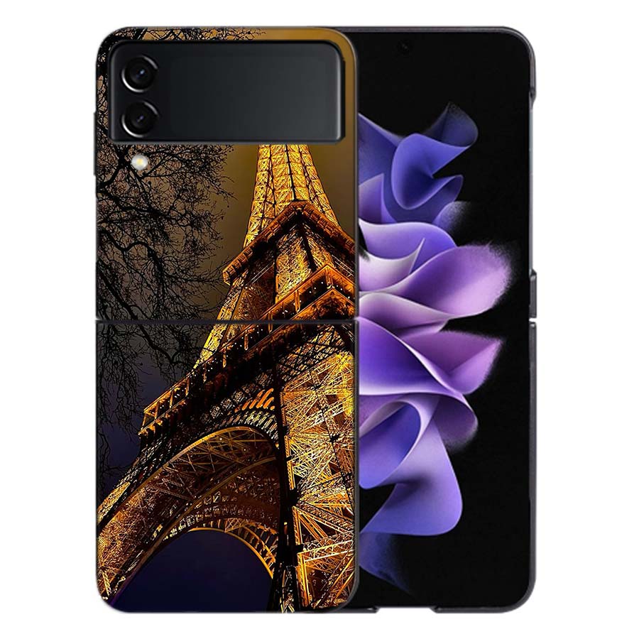 Eiffel Tower Art Phone Case For Samsung Z Flip 6 7 5G Galaxy Z Flip 5 4 3 5G Cases Shockproof Hard Cover TPU