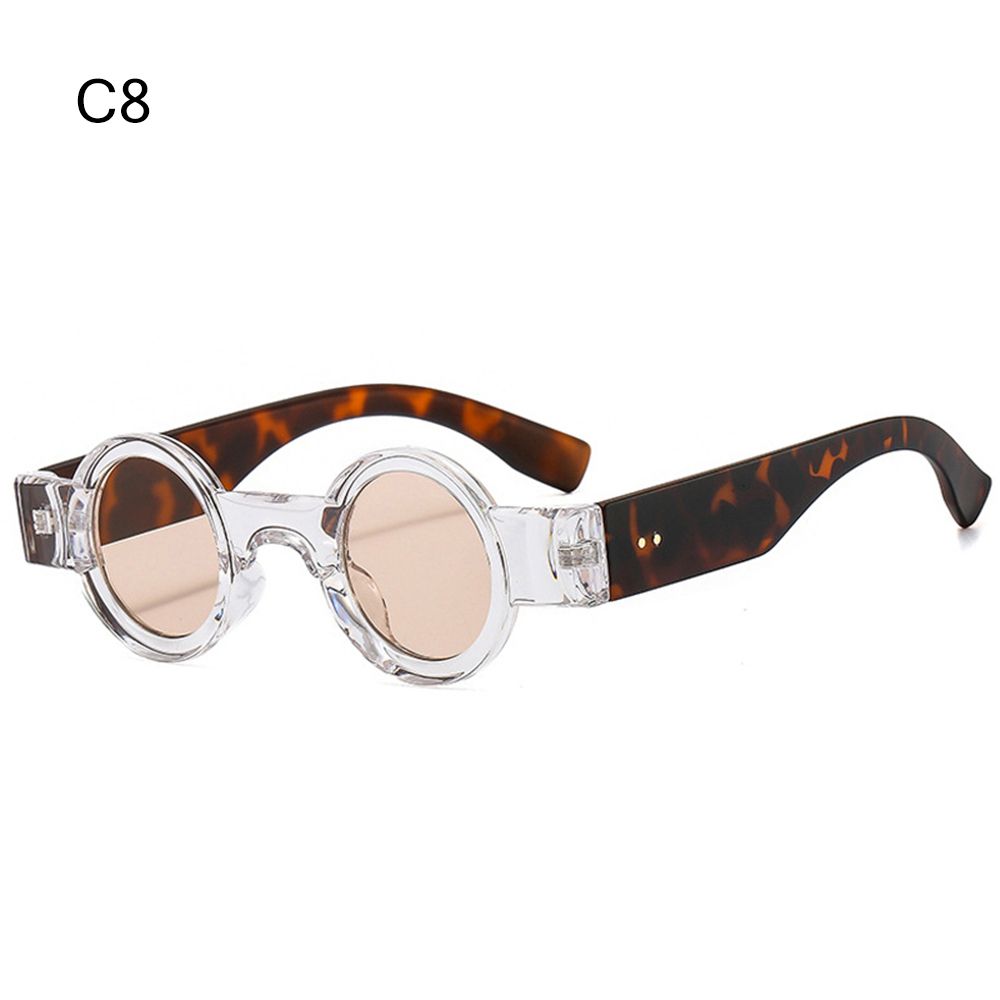 Trending UV400 Clear Ocean Lens Small Round Sunglasses Sun Glasses Rivets Punk Shades