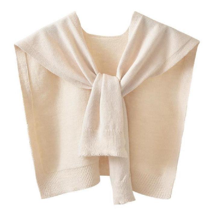 Вязаная шаль из пряжи с сердечником, женский весенне-осенний верхний жилет, однотонный жилет, тонкий кардиган, летний завязывающийся шарф с ложным воротником