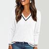 Женские свитера с длинным рукавом и V-образным вырезом, осенние мягкие легкие вязаные приталенные топы