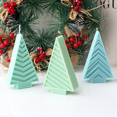 Рождественская геометрическая силиконовая форма для свечей Треугольная плоская рождественская елка Геометрический узор DIY Ароматерапевтическая свеча Мыло Гипс