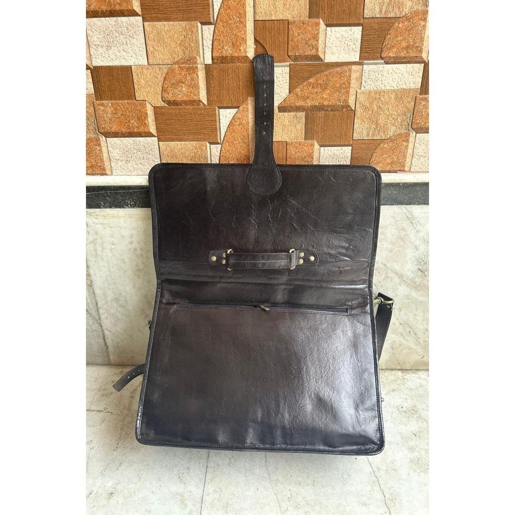 Handcrafted Black Men's Bag - Executive Briefcase Design