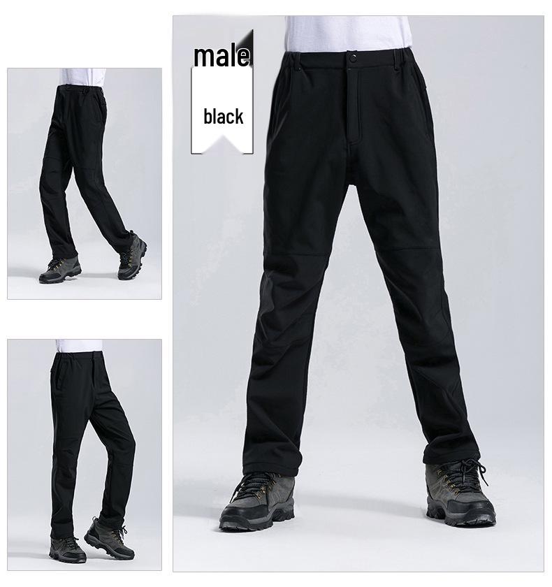 Ветрозащитные и водонепроницаемые брюки софтшелл для мужчин и женщин - на флисовой подкладке для пеших походов, катания на лыжах и альпинизма
