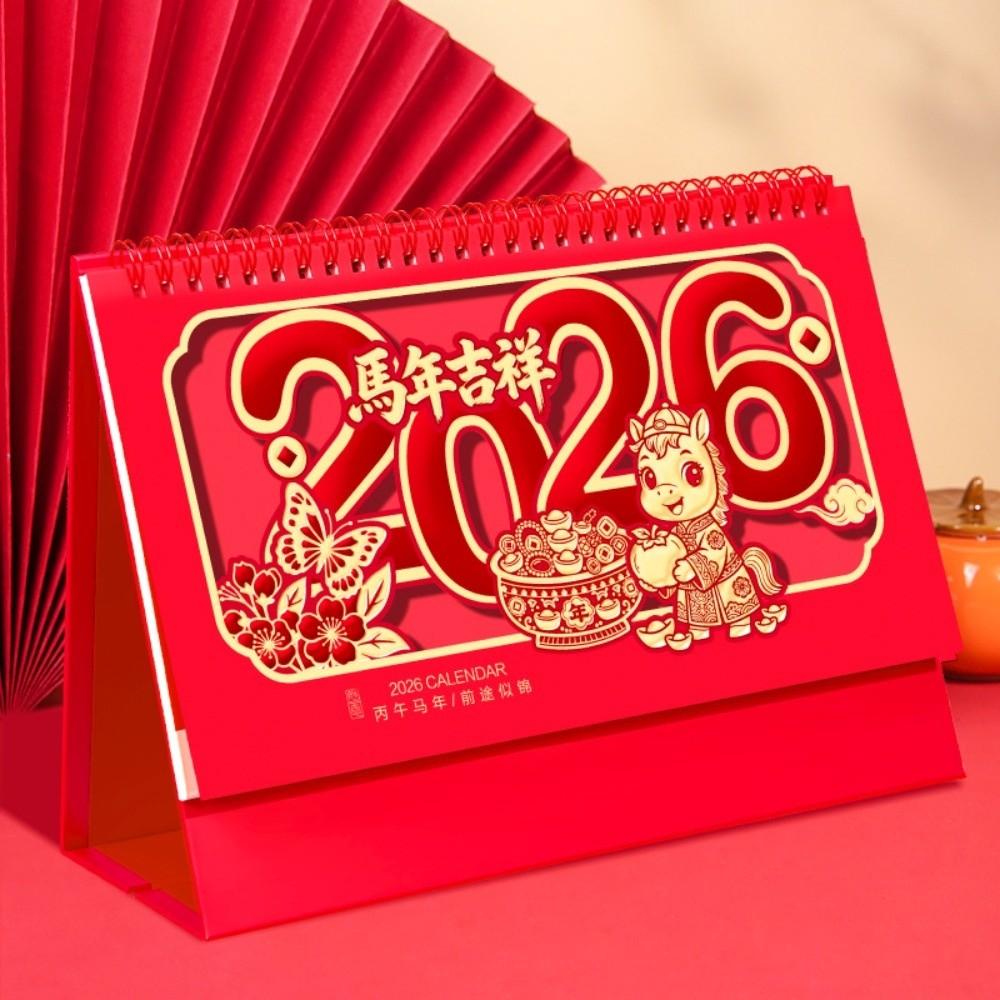Традиционный Новогодний Календарь Год Лошади Настольный Перекидной Календарь Украшение для Рабочего Стола
