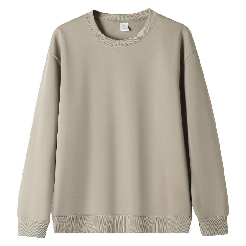 Classic Solid Color Hoodless Sweatshirt Men Women Loose Fit Round Neck Long Sleeve Cotton Blend Casual Top