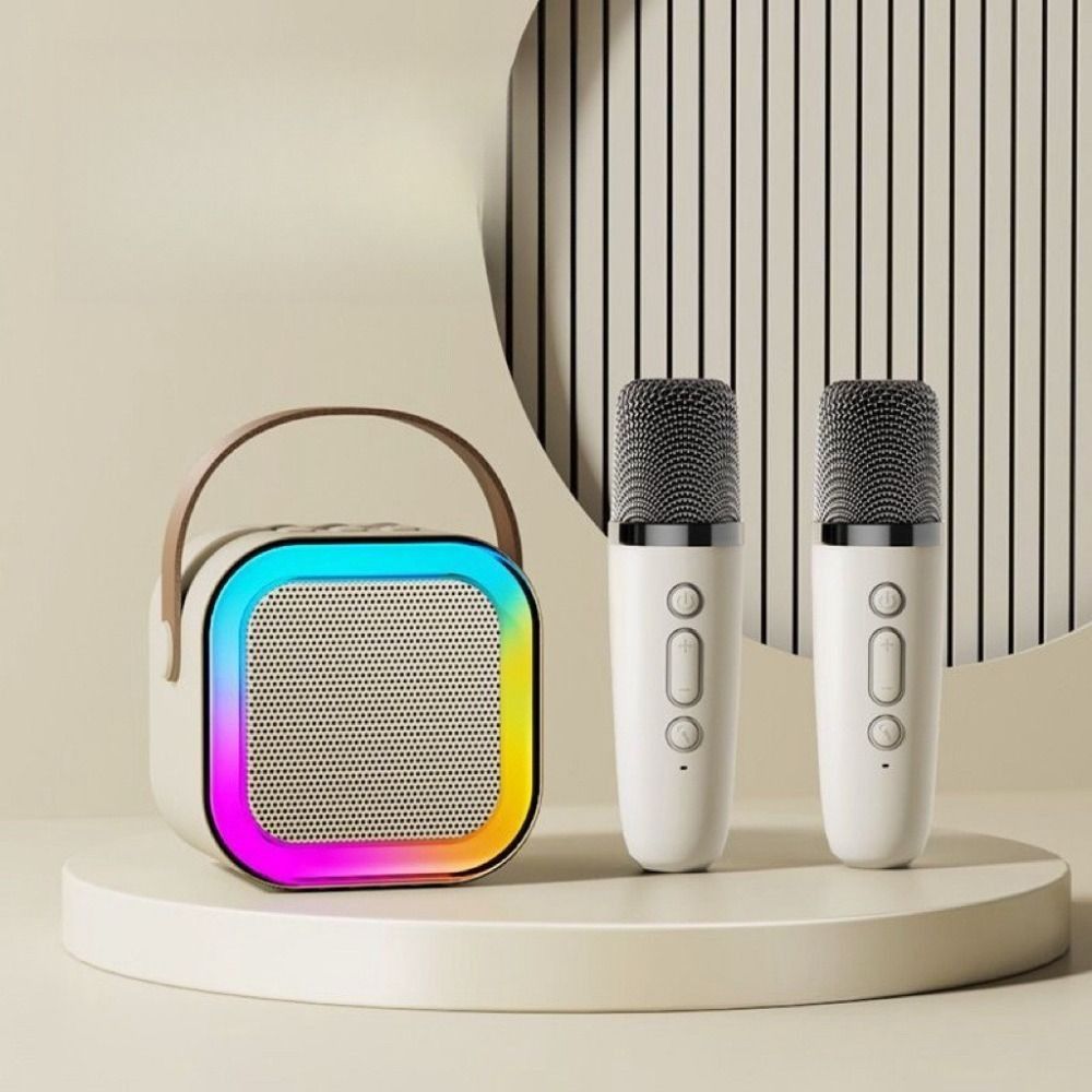 Bluetooth Audio Mini Karaoke Machine with 1/2 Wireless Microphones Karaoke Microphone  Adult