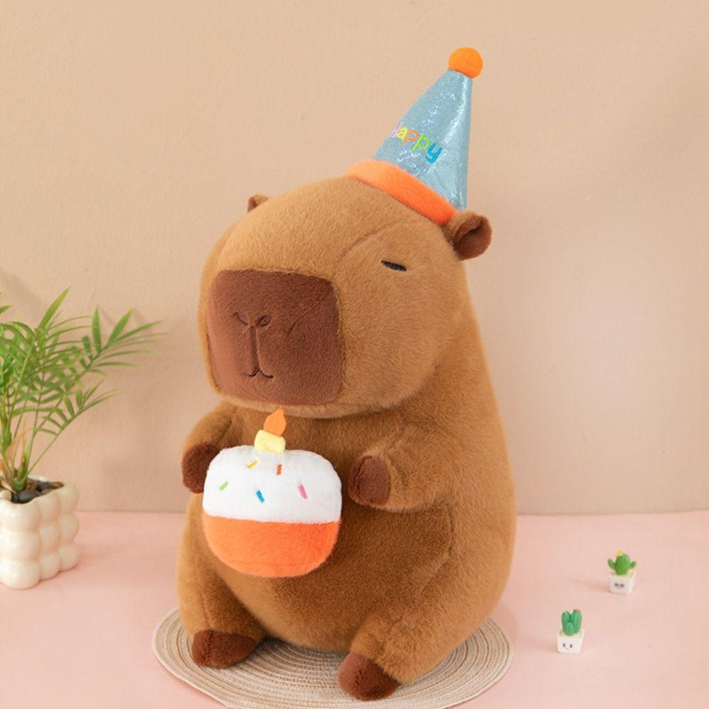 PP Cotton Capybara Plush Doll Happy Birthday Hat Capibara Anime Stuffed Doll  Children Girl