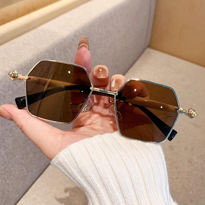 New fashionable polygonal metal sunglasses men's and women's personalized driving sunglasses