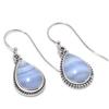 Серьги из чистого серебра 925 пробы с натуральным синим кружевным агатом 1,25 дюйма s2b00