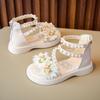 New Girls Princess Sandals Summer Sweet Flower Children Causal Roman Sandals Fashion Beading Kids Open-toe High-top Sandals Soft