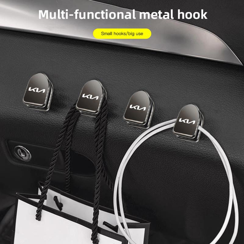MPPJ9 2Pcs Car Interior Mini Storage Hooks Holder Organizer For KIA Stinger K5 K9 Sorento RIO Ceed Sportage Niro EV9 EV6 Cadenza Soul