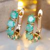 Gold Color Drop Earrings for Women Frosted Blue Zircon Korean Jewelry Party Wedding Girl Personality Earrings