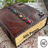 Handmade Leather Journal, 400 Vintage Paper Large Leather Journal, Seven Stone Witch Journal For Sketching & Writing, Book Of Shadows