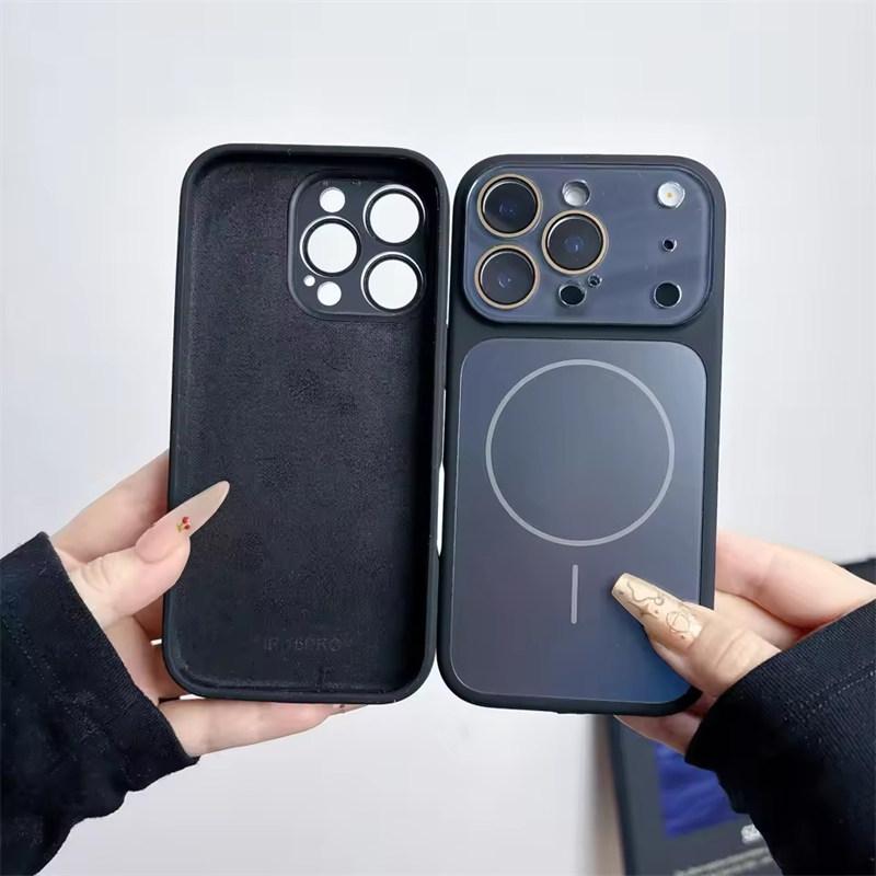 Большое окно Жидкий силикон Для Magsafe Магнитный чехол Для iPhone 17 16 15 14 13 Pro Max Защита камеры Ударопрочный Мягкий чехол