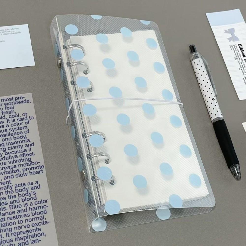 Removable Cover Loose Leaf Binder Polka Dot Print Refillable Notebook PVC Notebook Cover Students