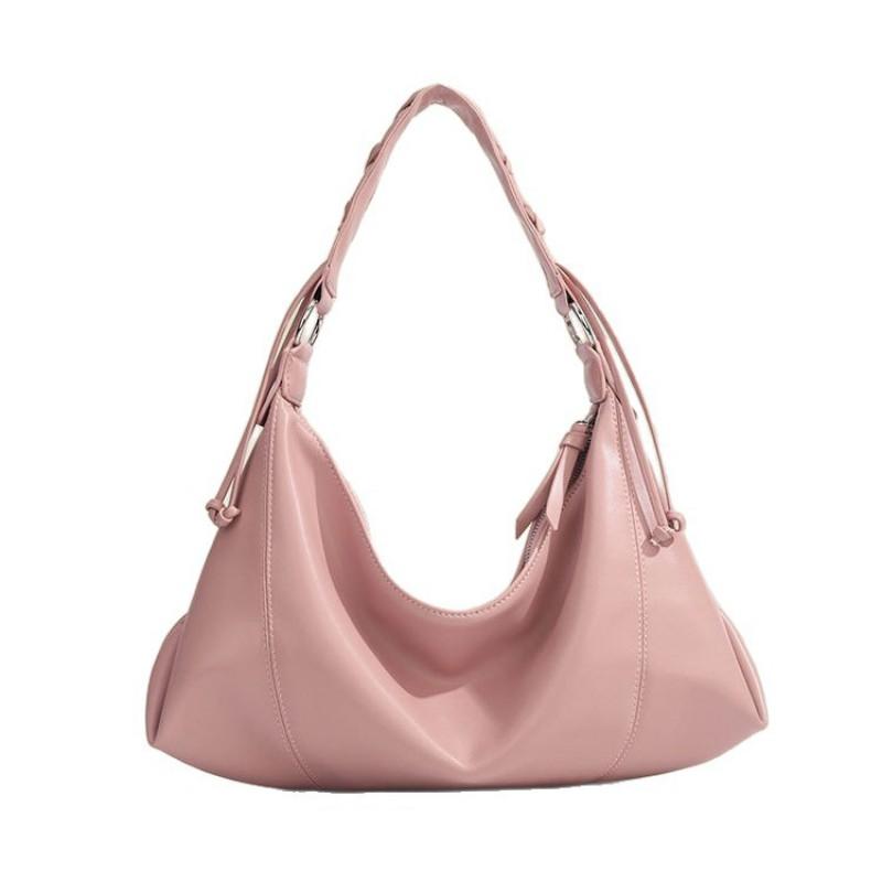 Vintage Motorcycle Style Shoulder Bag Women Large Capacity Tote With Zip PU Leather Streetwear Chic Crossbody