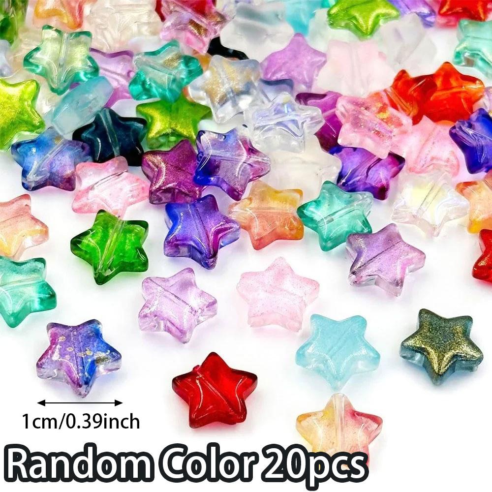 20/50/100pcs Glass Material Mixed Colors Star Glass Beads Creative Star Decorative Beads Colorful Interval Beads DIY Bracelet Necklace Earrings Key