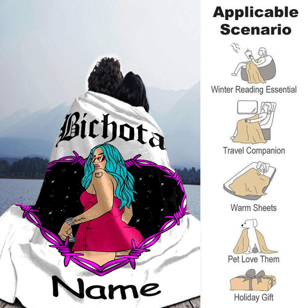 Customiz Name Personality singer Karol G Blanket Soft &Warm Sofa Office Bed Travel Lunch Break Blanket, Gift Suitable All Seasons