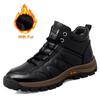 Fashion Italian Genuine Leather Men Casual Shoes Luxury Brand Fashion High Top Sneakers Shoes Winter Warm Men Outdoor Non-Slip Boots