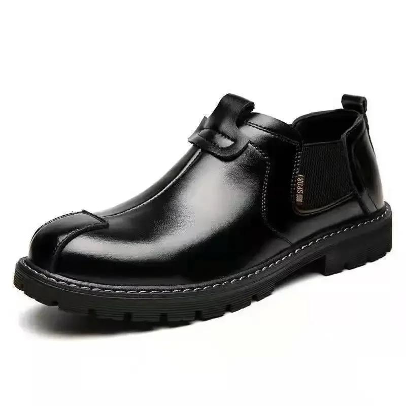 Fashion High Quality Retro Men Ankle Boots British Chelsea Business Casual Leather Shoes Fashion Comfortbale Thick Sole Work Boots Botas
