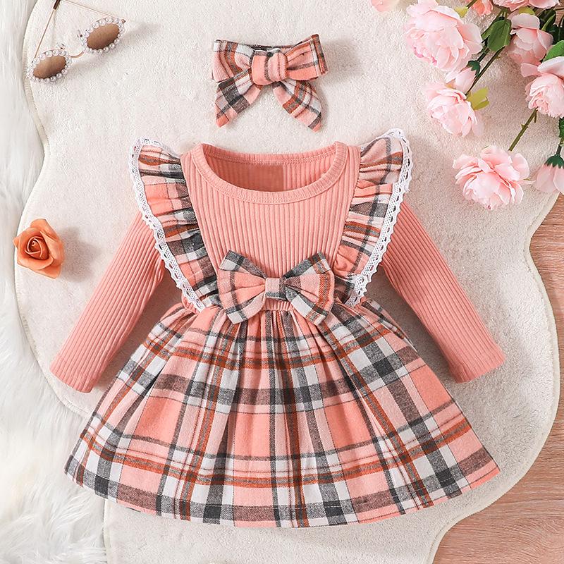INS Baby Fashion Christmas Plaid Bow Dress 2025 - Children's Long-Sleeve Skirt