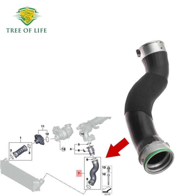 Turbo Intercharge Air Hose 11617823237 For BMW 11617823237 X5 F15 2.5dX-3.0dx 2013-2018 X6 F16 3.0dX-4.0dX 11 61 7 823 237